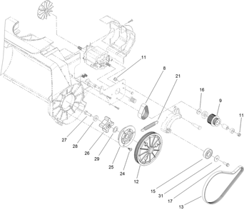 Idler And Pulley Assembly Diagram and Parts List for 38303 318000001 - 318999999 Lawn Boy Snow Blower